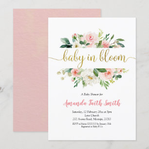 Blush Pink Floral Baby in Bloom Baby Shower Invitation