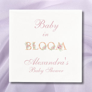Blush Pink Floral Baby in Bloom Baby  Shower Napkin