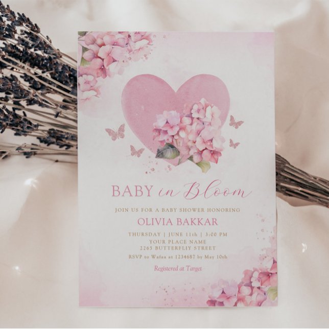 Blush Pink Floral Baby in Bloom Girl Baby Shower   Invitation (Creator Uploaded)