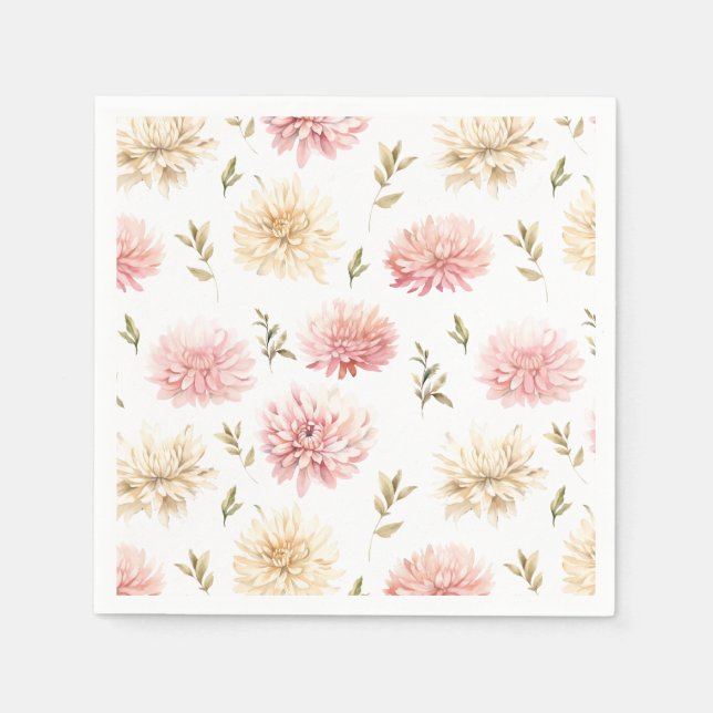 Blush pink floral baby in bloom paper napkins (Front)