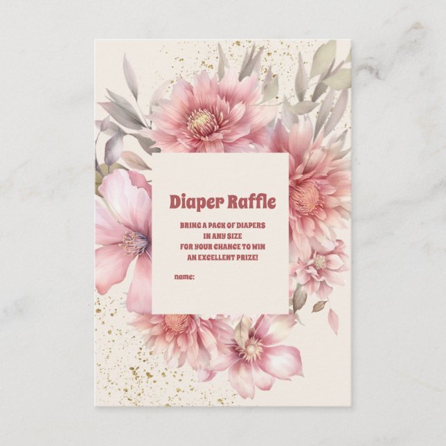 Blush Pink Floral Baby in Bloom Shower Girl Enclosure Card (Front)
