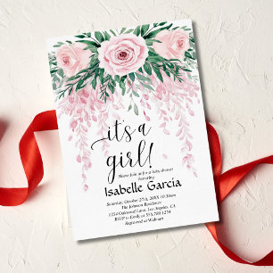 Blush Pink Floral Baby in Bloom Shower Girl  Invitation