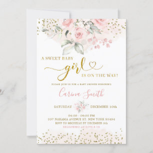 Blush Pink Floral Baby On The Way Baby Shower Invitation