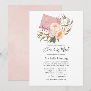 Blush Pink Floral Baby or Bridal Shower by Mail Invitation