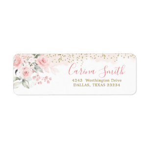 Blush Pink Floral Baby Shower Address Label