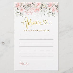 Blush Pink Floral Baby Shower Advice Card