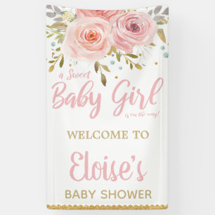 Blush Pink Floral Baby Shower Backdrop Welcome Banner