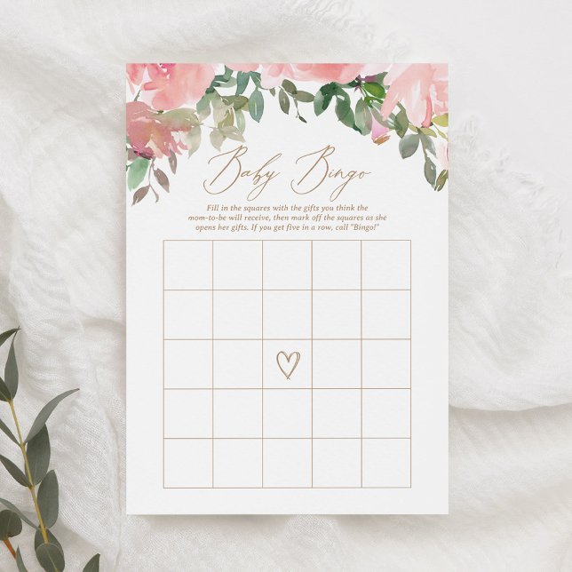 Blush Pink Floral Baby Shower Bingo Game Invitation (Creator Uploaded)