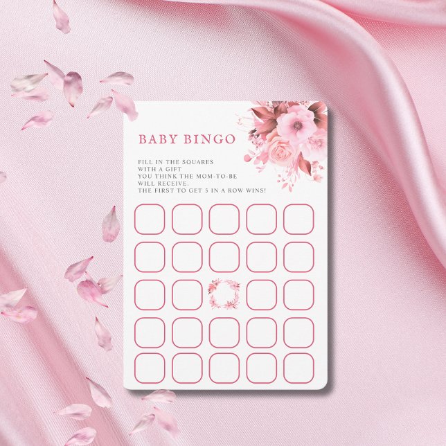 Blush Pink Floral Baby Shower Bingo Game Invitation (Creator Uploaded)
