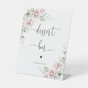 Blush Pink Floral Baby Shower Dessert Bar Sign