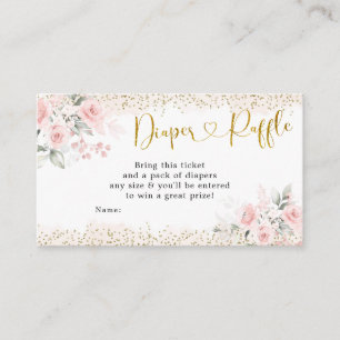 Blush Pink Floral Baby Shower Diaper Raffle Enclosure Card