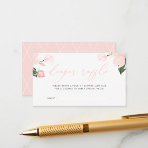 Blush Pink Floral Baby Shower Diaper Raffle Enclosure Card