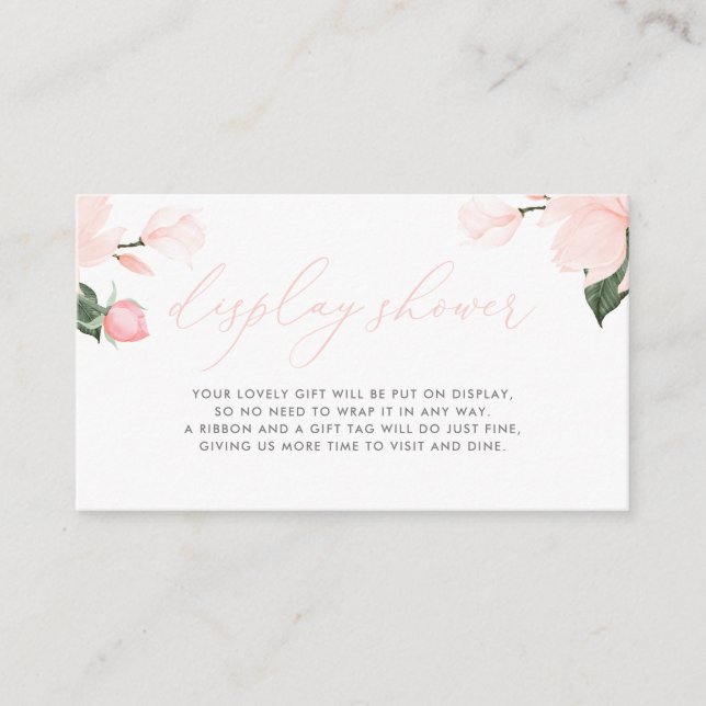 Blush Pink Floral Baby Shower Display Shower Enclosure Card (Front)