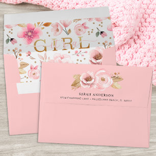 Blush Pink Floral Baby Shower Envelope