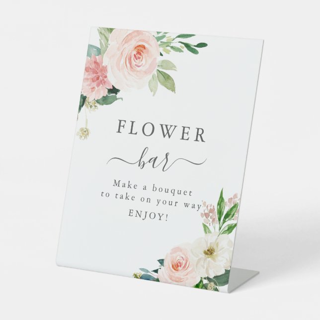 Blush Pink Floral Baby Shower Flower Bar Sign (Front)