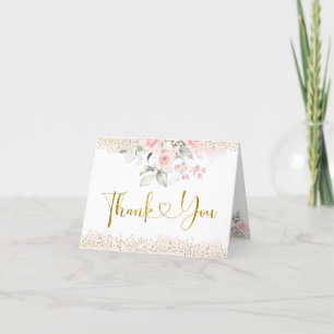Blush Pink Floral Baby Shower Folded Thank You Card