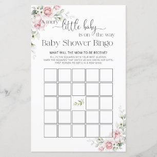 Blush Pink Floral Baby Shower Game Bingo