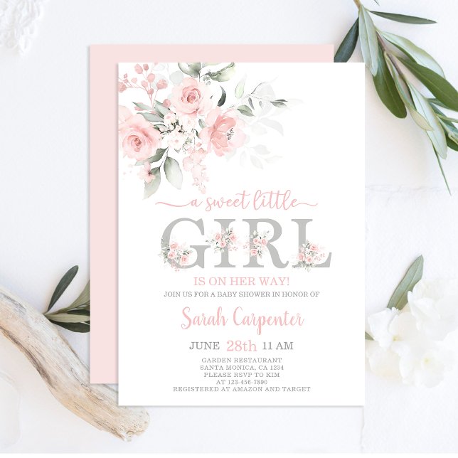 Blush Pink Floral Baby Shower Girl Invitation (Creator Uploaded)