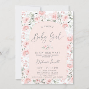 Blush Pink Floral Baby Shower Girl Invitation