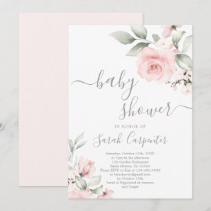 Blush pink Floral Baby Shower Girl Invitation