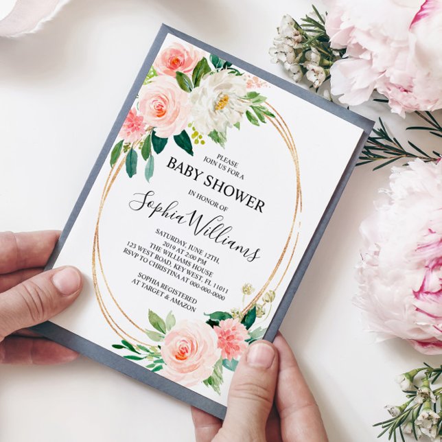 Blush Pink Floral Baby Shower Invitation (Creator Uploaded)