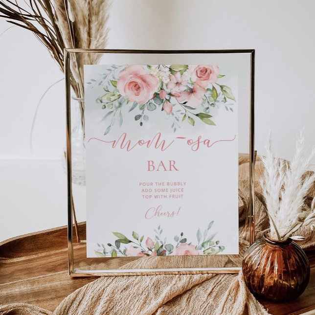 Blush Pink Floral baby shower Mum-osa bar sign (Creator Uploaded)