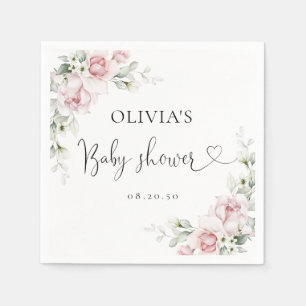 Blush Pink Floral Baby Shower Paper Napkins