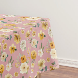 Blush Pink Floral Baby Shower Tablecloth   Cottage