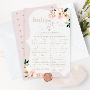 Blush pink floral baby trivia game