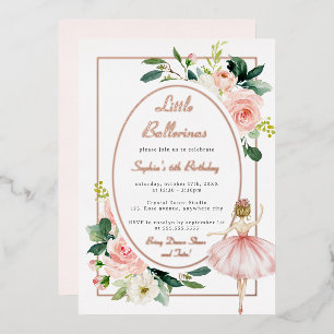 Blush Pink Floral Ballerina Kids Birthday