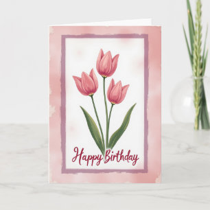 Blush Pink Floral Birthday Card