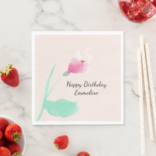 Blush Pink Floral Birthday Napkin