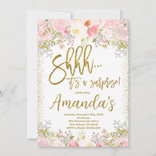 Blush Pink Floral Birthday, Surprise Birthday Invitation