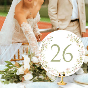 Blush Pink Floral Boho Wedding Circle Table Number