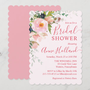Blush Pink Floral Bouquet Botanical Bridal Shower Invitation