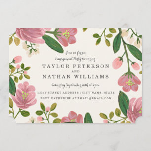 Blush Pink Floral Bouquet Engagement Party Invitation