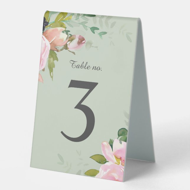 Blush Pink Floral Bouquets on Sage Green Wedding (Front)