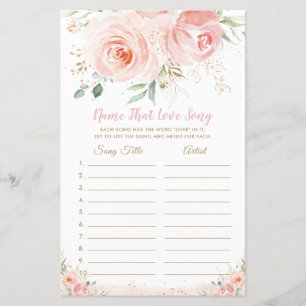 Blush Pink Floral Bridal Name That Love Song Game