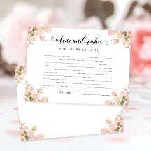Blush Pink Floral Bridal Shower Advice & Wishes