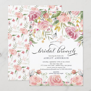 Blush Pink Floral Bridal Shower Brunch Invitation