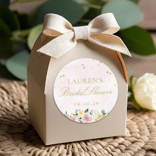 Blush Pink Floral Bridal Shower Favour Classic Round Sticker