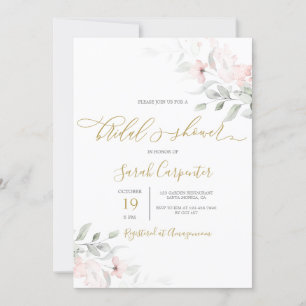 Blush Pink Floral Bridal Shower Invitation