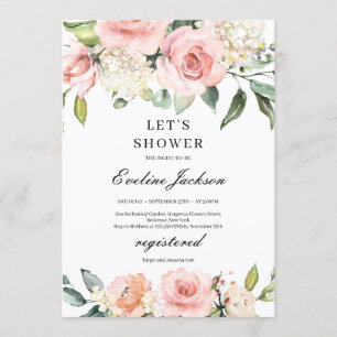 Blush Pink Floral Bridal Shower Invitation