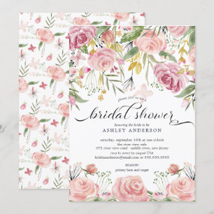 Blush Pink Floral Bridal Shower Invitation