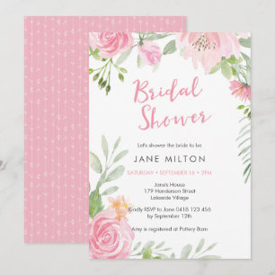 Blush pink floral Bridal Shower Invitation