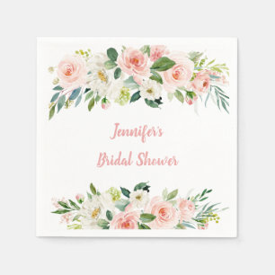 Blush Pink Floral Bridal Shower Napkin