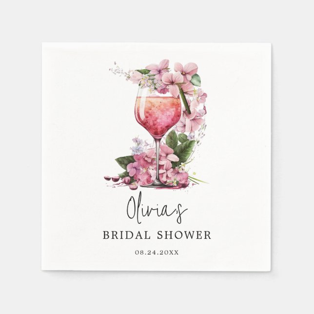 Blush Pink Floral Bridal Shower  Napkin (Front)