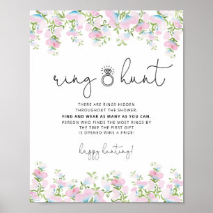 Blush Pink Floral Bridal Shower Ring Hunt Game Pos Poster