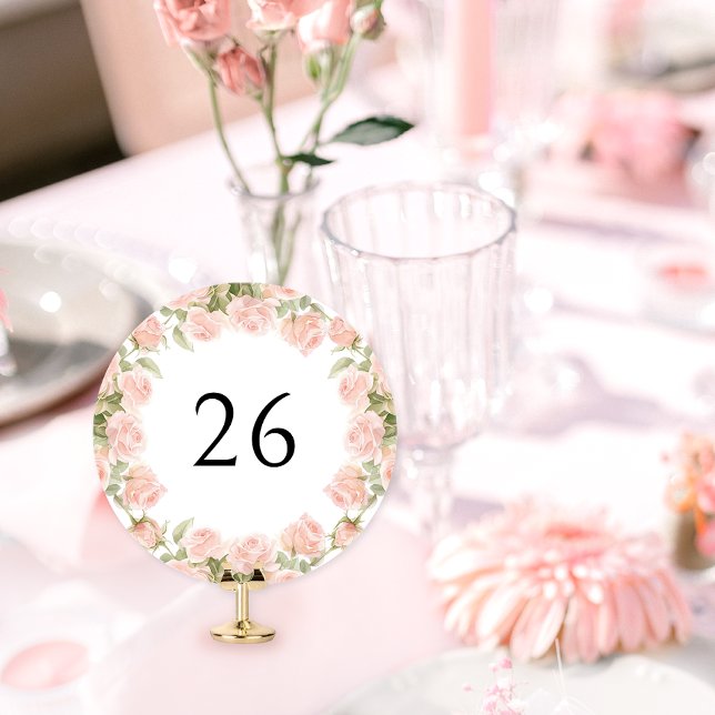Blush Pink Floral Bridal Shower Table Number (Creator Uploaded)