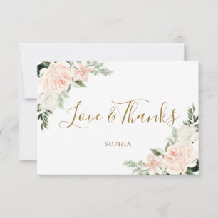 Blush Pink Floral Bridal Shower Thank You Card